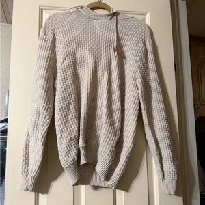 Men's Beige Textured Hoodie